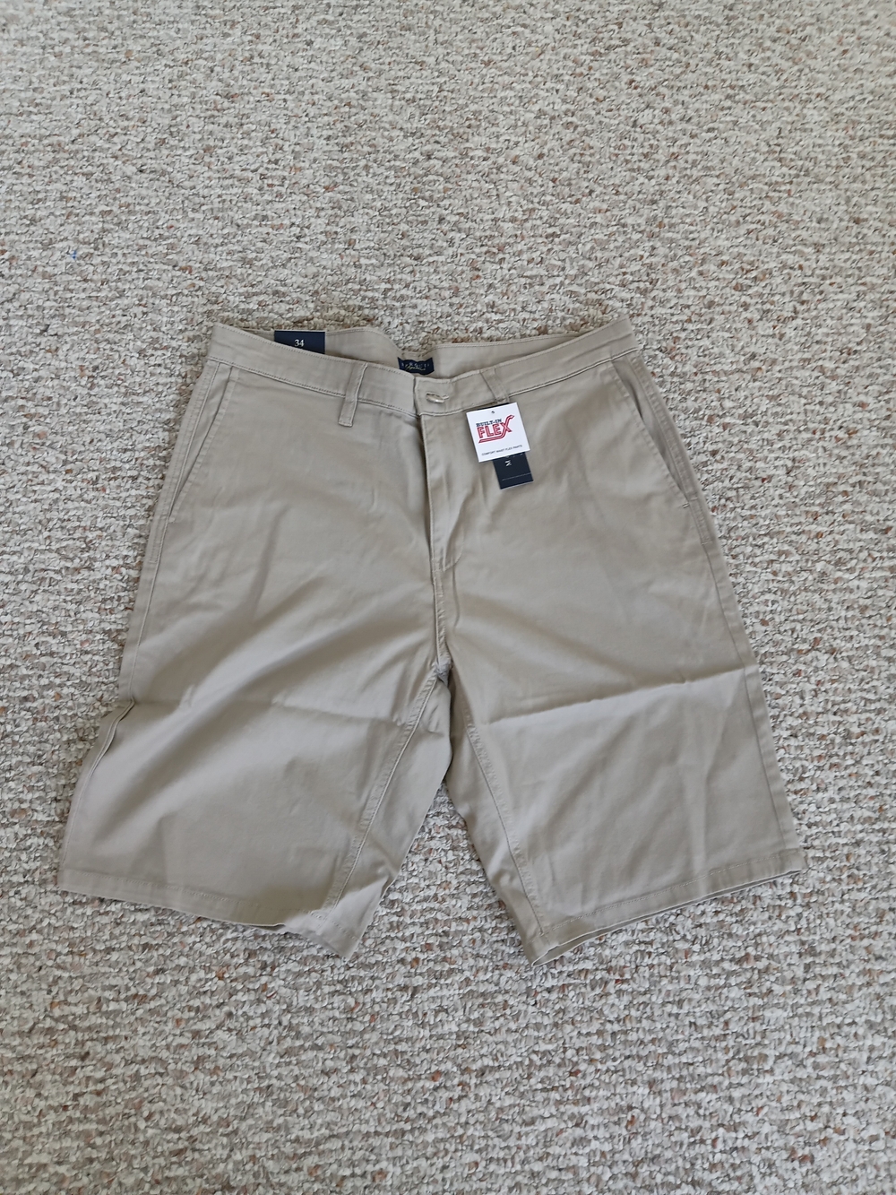 Marquis Signature Men's Built In Flex Tan Cjino Khaki Shorts  Size 34